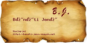 Bánáti Jenő névjegykártya